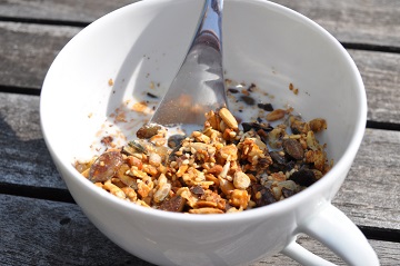 bowl of high fructose free granola breakfast cereals